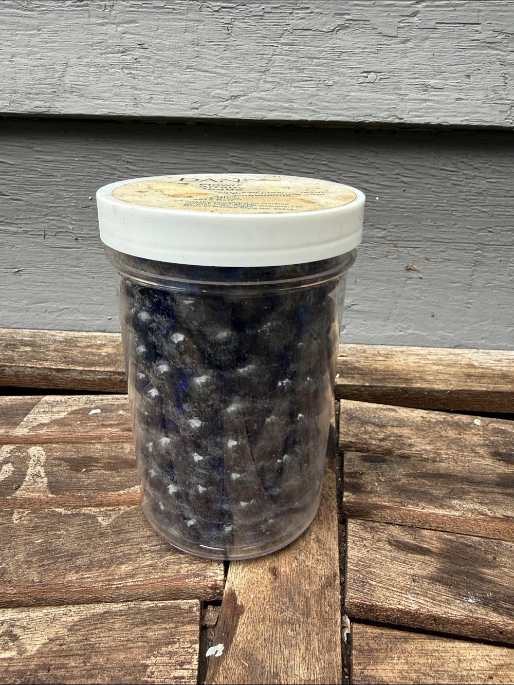 Dansk Blue and White Faux Floral Bead Jar with White Lid